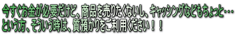�������������K�v�����ǁA���i�𔄂肽���Ȃ����A�L���b�V���O�Ȃǂ�������ƥ�� �Ƃ������A�����������́A���a����������p��������!! 